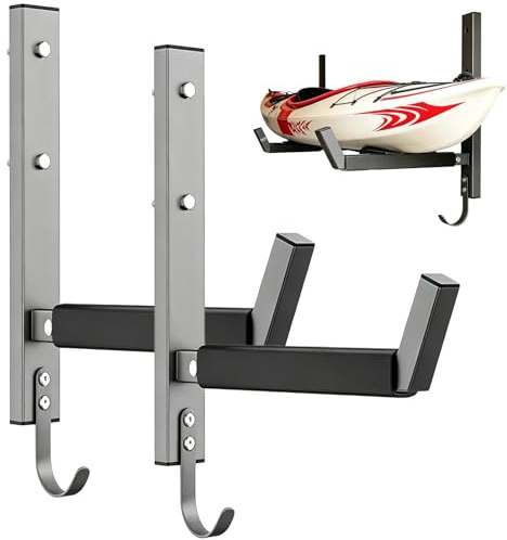 Opdestn Supporto per Kayak | 2 Pezzi Portata 91 kg Gancio da Garage per Tavola Surf - Porta Scale Antiscivolo | per Paddleboard, Snowboard, Canoa, Interno, Esterno, Casa, Capannone, Appartamento,