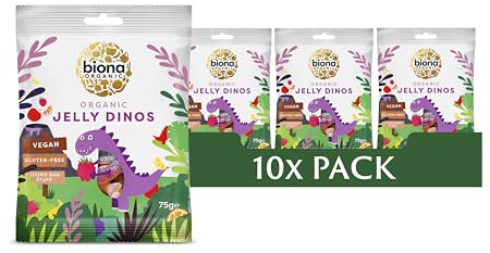 Biona Organic Jelly Dinos Sweets 75g, Pack of 10 | Organic Vegan Sweets, Gelatine-Free, No Artificial Colours or Flavours, Gluten-Free