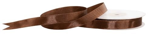Satinband 12mm x 25m Rolle - FARBAUSWAHL in 3/6/12/18/25/38/50/75/100mm - farbecht & waschbar - Schleifenband für Hochzeit - Geschenkband zum Verpacken Dekorieren Basteln - Braun 870