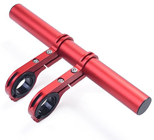 UPANBIKE Fahrrad Lenker Extender Aluminiumlegierung Halterung Erweiterung für Fahrrad Tacho Mount Scheinwerfer Taschenlampe Lampe Halter, Rot 20cm Double Clamp