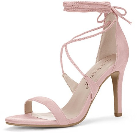 Allegra K Sandali stringati con tacco a spillo da donna, Rosa chiaro, 40.5 EU