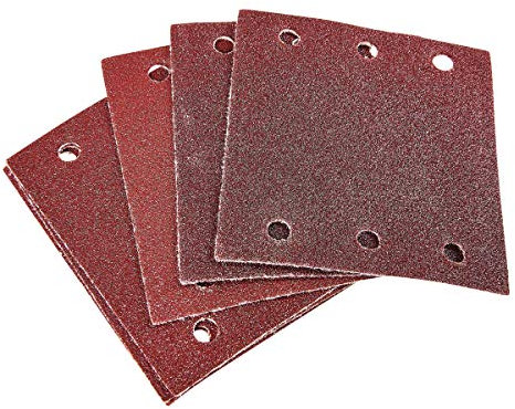Amtech V4045 P80 Hook and Loop Square Sheets, 10 Piece Set, 110mm x 100mm Sanding Paper, 240 V