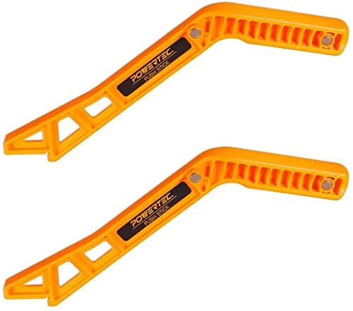 POWERTEC 71337P2 - Bastone magnetico deluxe per seghe da tavolo, banchi fresatori, seghe a nastro e giunti, doppie maniglie ergonomiche con presa massima, protezione delle mani per la lavorazione del