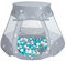 Selonis Baby Spielzelt Mit Plastikbällen Zelt 105X90cm/100 Bälle Plastikkugel Kinder, Grau:Grau-Weiß-Türkis