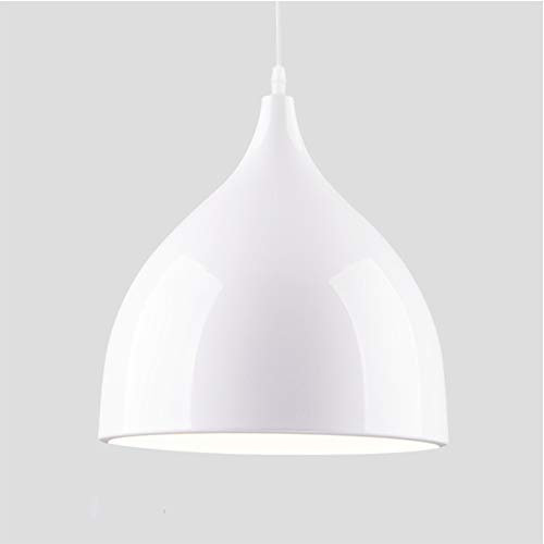 Lampe Suspension Abat-jour Aluminium, Douille E27 Moderne Métal Lustre Lampe de Plafond Luminaire Suspension Decorative pour Salon Cuisine Chambre Couloir (Blanc)
