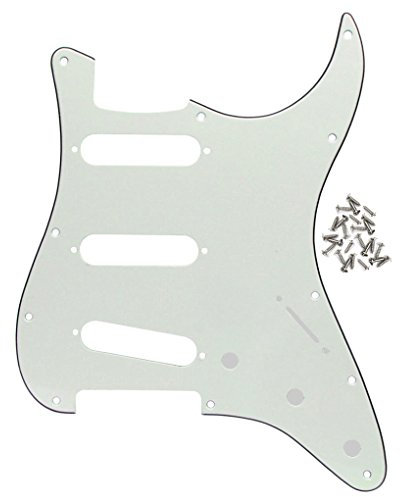 IKN 11-Loch SSS Style ST Gitarre Pickguard Scratchplate für USA/Mexican Made Standard ST Modern Style E-Gitarren Part, 3-lagig Elfenbein Weiß