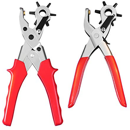 RONGJJ Agujeros Alicates Sacabocado Agujero, Perforadora Puzones De 6 Tamaños, Sacador para Cuero Piel Cinturones Correas Redondos, L