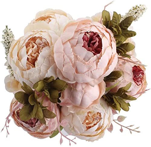 Decpro 1 confezione di bouquet di peonie artificiali, fiori di peonie grandi in seta da 19'' con boccioli per la decorazione dell'ufficio di casa di nozze, centrotavola(Rosa chiaro)
