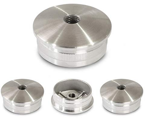 Endkappen Edelstahl V2A Rohrverschluss Deckel Rohrstopfen Stopfen f Geländerrohr 42,4mm (Gewölbt | Hohl | Ø 42,4mm | M8 Gewindebohrung)