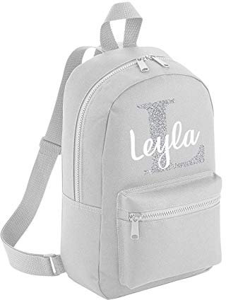 Personalised Initial Kid's Backpack - Children's School P.E Hand Luggage Cute Personal Custom Bag Adjustable Strap Handle (Grey Backpack)