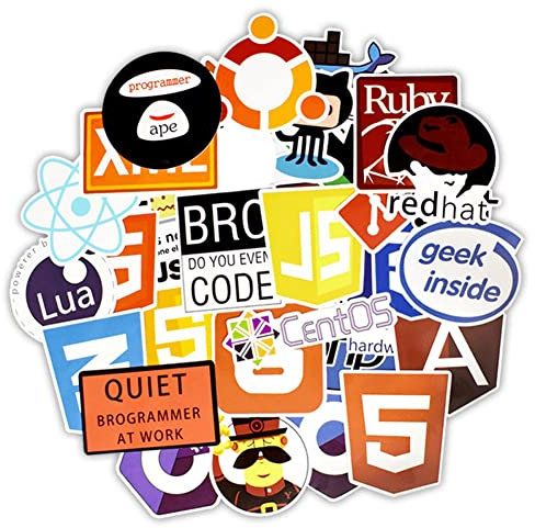 Ruluti 50 Programming Language Sticker Java HTML App Software Program Stickers for Geek Laptop Computer Phone