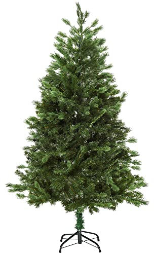 HOMCOM Árbol de Navidad Ø105x210 cm Artificial con 934 Ramas PE Tridente y PVC Individual y Base Plegable Árbol Navideño Decorativo Exteriores Interiores Verde