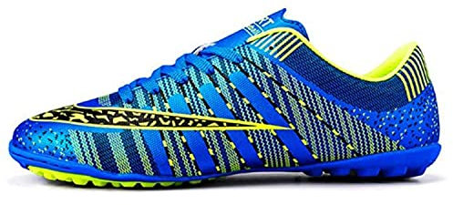 AOWENDI Kinder Fußballschuhe Herren Indoor Outdoor Fußballschuhe Athletic Turf Mundial Team Cleat Running Sports Leichte, atmungsaktive, rutschfeste Dämpfungsschuhe Blue 39