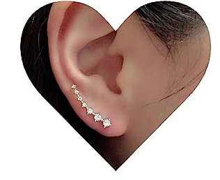 Yheakne Boho Orecchini con cingoli per orecchie con strass Orecchini con cristalli d'argento Climbers con cristalli Ear Cuffs Orecchini con perni a cerchio CZ Climber per donne e ragazze (Argento)