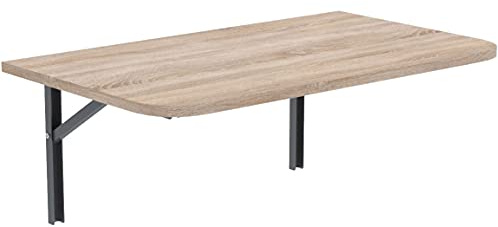 AKKE Klapptisch Wandklapptisch Esstisch - Klappbar Faltbar Platzsparend - Abgerundete Ecken - 100x55 cm - Sonoma