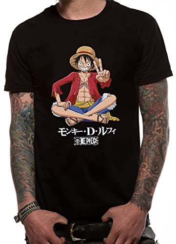 One Piece Official Licensed Merchandise Monkey D. Luffy Peace Unisex T-Shirt Tee (XX-Large) Black