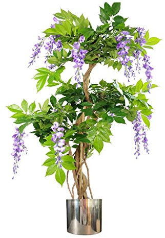 Leaf Design UK Realistic Artificial Tree, Wood, Wisteria Silver, 110cm