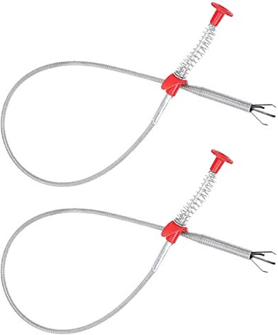 2 x Drain Sink Clog Remover | Hair Catcher Snake & Claws Flexible Spring 24 inch Tool | Kitchen Bathroom Pipe Drain Dredging Tool