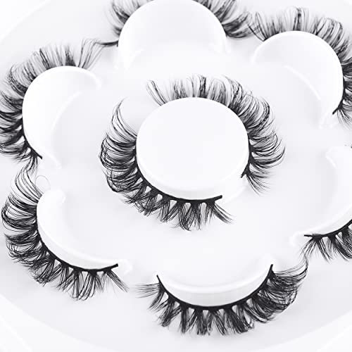 3D Fluffy Strip Wimpern, D Curl Lash Strip, Natürliche falsche Wimpern, Natürliche Wispies Fluffy Wimpern für Wispy Fake Wimpern, Faux Wimpern Natürlicher Look (HDC04)