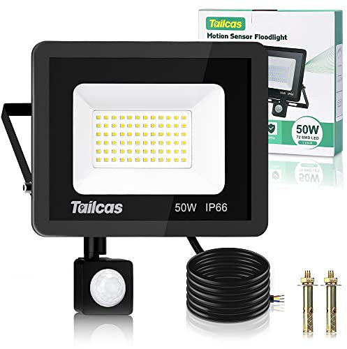 Security Lights Outdoor Motion Sensor, 50W 4500LM Outside Security Light with PIR Sensor, IP66 Waterproof Flood Lights Outdoor Mains Powered, Ultra Thin Wall Lights for Garden,Yard,Doorways, Garage