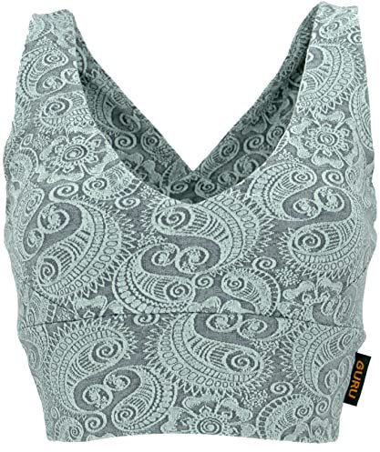 GURU SHOP Bauchfreies Top, Bra Top, Yoga Top aus Bio-Baumwolle - Aqua, Damen, Size:L