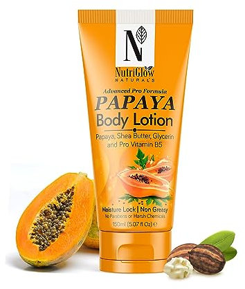 NUTRIGLOW Natural's Advanced Pro Formula Papaya Body Lotion for Daily Use, Hydration, Moisture Lock - Shea Butter - 150ml