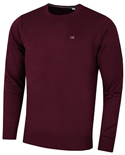 Calvin Klein Hombre Crew Cuello Soft Algodón Suéter - Borgoña Francesa - L