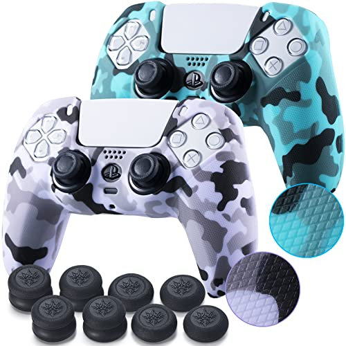 YoRHa Silikon-Schutzhülle für PS5-Controller, 8 Stück, Violett + Grün