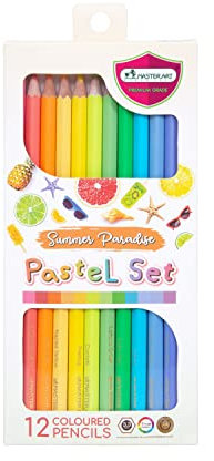 MASTERART Pastellfarbene Buntstifte, 12 Farben, für Kinder und Erwachsene, Pastellfarben