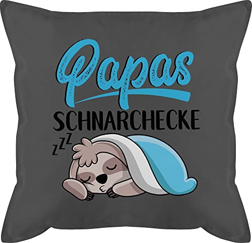 Shirtracer Kissen 50x50 - Geschenk zum Vatertag - Papas Schnarchecke - Faultier Vatertagsgeschenk - 50 x 50 cm - Grau - ostergeschenke für Eltern Papa Geschenke Herrentag väter mit füllung