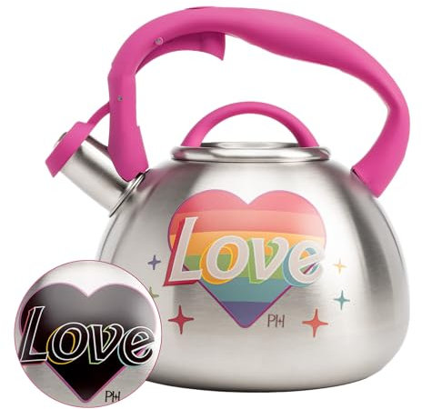 Paris Hilton Pfeifender Teekessel für Herd, Edelstahl, Love Rainbow