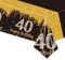 137x274cm Tischdecke 40. Geburtstag, Schwarz Gold Geburtstagsfeier, Happy 40th Birthday Abwischbar Kunststoff Rechteckig für Mann Frauen Party Dekor