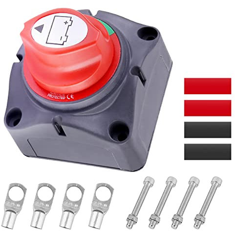 Batteriehauptschalter 1-2-Both-Off, Akku Power Cut Off Schalter, Batterieschalter 12V-48V, Batterietrennschalter Hauptschalter, Batterie Trennschalter Hauptschalter für Pkw Wohnmobile Lkw Schiffe