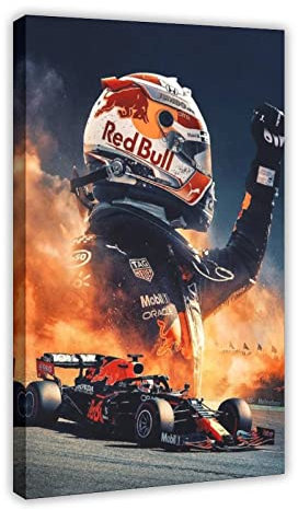 THNIKK Max Verstappen Formel 1 Rennfahrer Schlafsaal Schlafzimmer Wandkunst Deco Poster Leinwand Poster Schlafzimmer Dekor Sport Landschaft Büro Zimmer Dekor Geschenk Rahmenstil 40 x 60 cm
