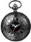 JewelryWe Taschenuhr Herren Römische Ziffern - Schwarz Vintage 12/24H Römische Zahlen Kettenuhr Analog Quarz Uhr Anhänger mit Halskette Kette Pocket Watch Geschenk für Männer