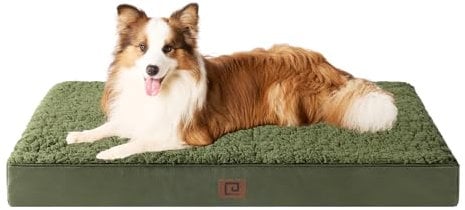 EHEYCIGA Orthopädisches Hundebett Grosse Hunde XL 104x68x9cm, Hundekissen Waschbar Flauschig, Hundematte Hundematratze für Kiste, Olive Grün