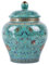 Handgefertigte Emaille-Ingwer-Vase, lebendige Farben, blaue und weiße Porzellan-Keramik, dekoratives Glas mit Deckel für Heimdekoration und Aufbewahrung (allgemeines Grün)