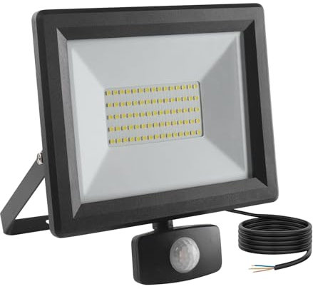lNGRIKT 50W Security Lights with Motion Sensor, Super Bright 5000 LM PIR Flood Light, IP65 Waterproof LED Sensor Floodlight Outdoor, 6500K Cool White for Garage Yard Garden Pathway, with 1.5M Wire