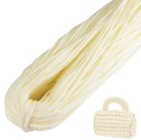 LEREATI Cordino per Borse Uncinetto, Corda Macrame 3mm x 200m Filo Macrame in Poliestere Uncinenetto e Ferri per Abbigliamento, Borse, Tappeti, Fai da Te, Regalo per Maglieria (Bianco Latte)