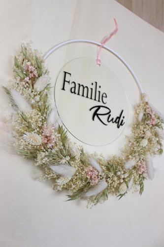 Trockenblumenkranz personalisiert (Frühling)