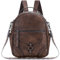 VASCHY Rucksack Damen, Mode Vintage Klein Rucksack Mädchen Mini Schultasche Elegant Casual Daypack for Reise Einkaufen Student Teenager Kaffee