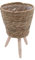 Spetebo Soporte para flores de paja interior con lámina – 40 x 26 cm – Soporte para plantas de ratán con 3 patas de madera – Maceta decorativa con patas para plantas de interior, 91855