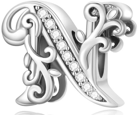 Jokmeo 925 Sterlingsilber Damen Buchstaben-A-Z-Anhängerperlen, kompatibel mit Pandora sowie europäischen Armbändern und Halsketten, passend für Frauen und Mädchen.ZM1
