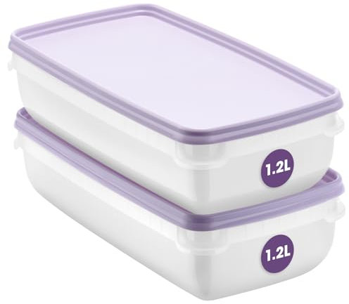 Smartstore Food Storage Containers 1.2L Set of 2 | Suitable for Fridge and Freezer | BPA Free Meal Prep Containers Reusable, Microwavable, Dishwasher Safe, Stackable and Nestable