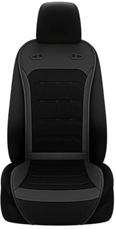 Shkalacar Kühlendes Autositzkissen,12V/24V Vordersitz Gekühlter Sitzbezug mit intelligenten Ventilatoren, Sommer Atmungsaktives Belüftetes Sitzkissen für Auto LKW, Schwarz