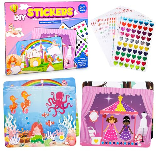 Glitzer Sticker Kinder Album & Buch: Wiederverwendbare Aufkleber für Mädchen und Jungs Stickeralbum zum Selbstgestalten mit Farbenfrohen Glitzer Stickern für Unterhaltung und kreatives Spielen