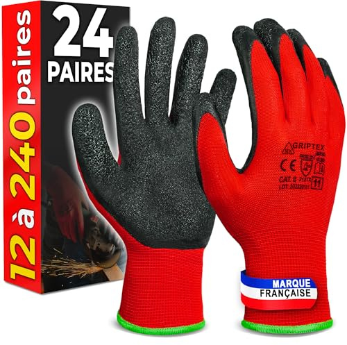 MK-Glove Abriebfest Arbeitshandschuhe Herren (24 Paar) - Größe 11-XXL | Gartenhandschuhe und Montagehandschuhe mit Latexbeschichtung, Werkstatt Schutzhandschuhe Mechaniker Handschuhe