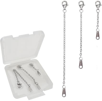 TOAOB 3 Stück Kettenverlängerung 925 Sterling Silber Schmuck Verlängerungen Halskettenverlängerungen Armband Verlängerungskette 2.5cm 5cm 7.5cm für Schmuckherstellung