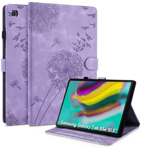Rostsant For Samsung Galaxy Tab S5e 2019 Case Dandelion Cover Premium PU Leather Flip Tablet Case Wallet Card Slots Protective Cover for Samsung Galaxy Tab S5e 10.5 Inches SM-T720/SM-T725 Purple