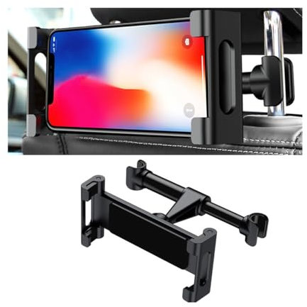 JNNJ Tablet Halterung Auto, Tablet Halter Kopfstütze - Ausziehbare Universal Kfz Tablet Halterkopfstütze, Auto Tablets Halterung Rücksitz Für Kopfstützenhalterung Für Alle 12-32cm Geräte(Schwarz)